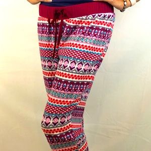 Red Printed CuddlDuds Pajama Bottoms